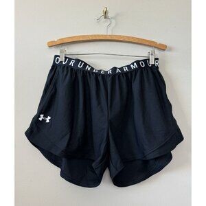 Womens Under Armour Logo Waistband Short Size XL Black Running Active
